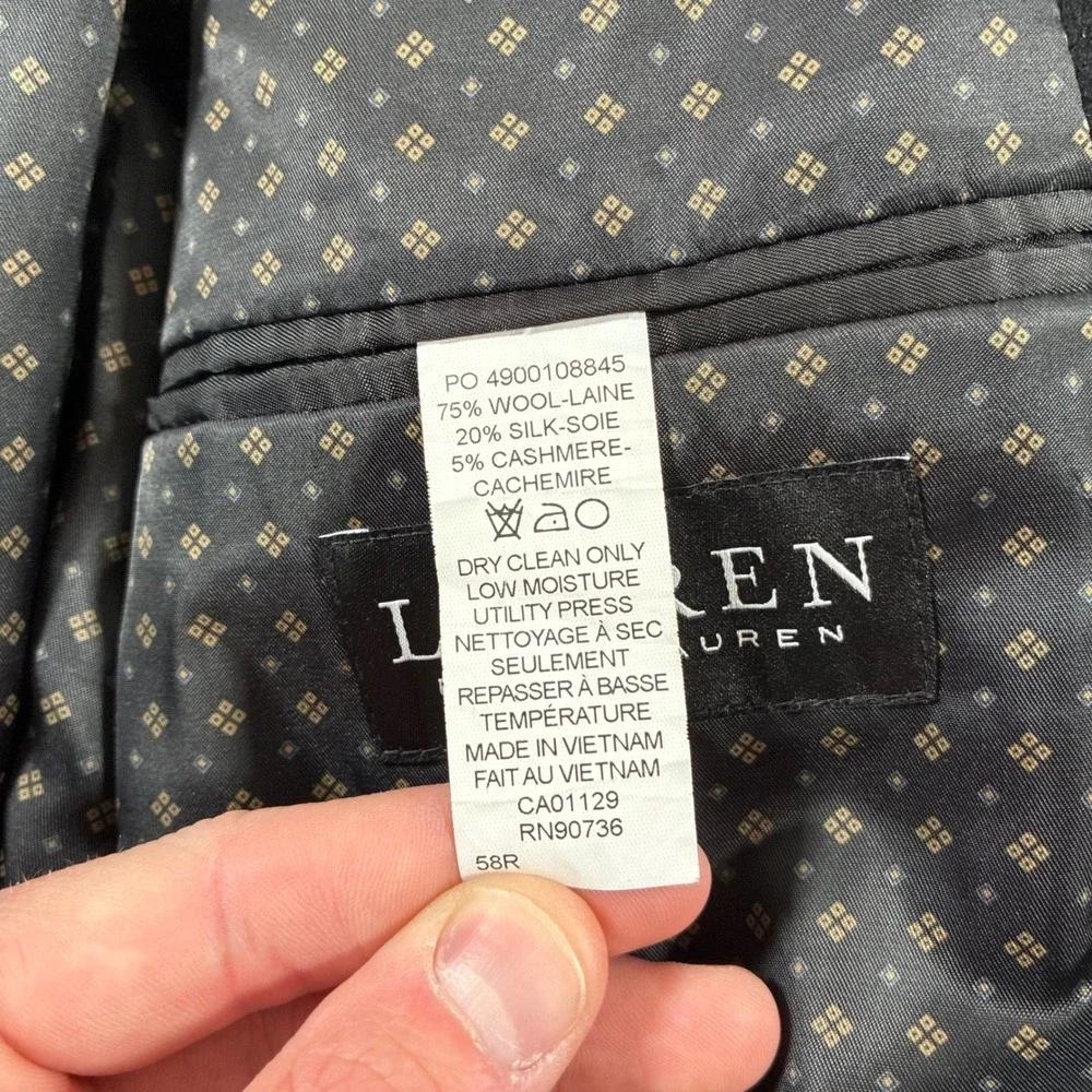 Lauren Ralph Lauren Wool Silk Cashmere Blazer 56R Black Sport Coat (Tag 58R)